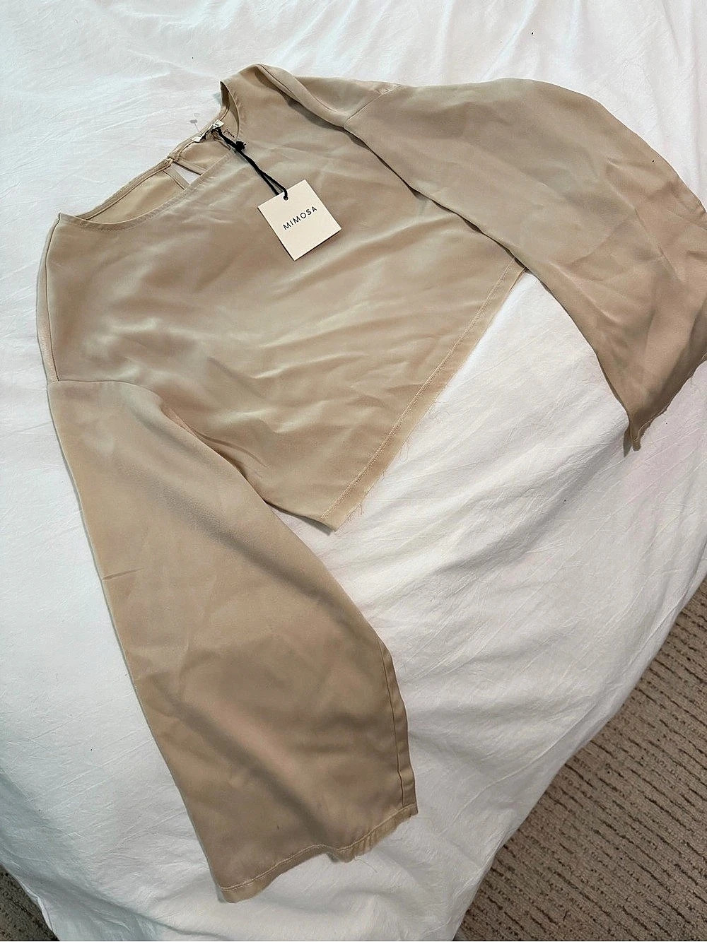 MIMOSA Long Sleeve Blouse in Beige NWT